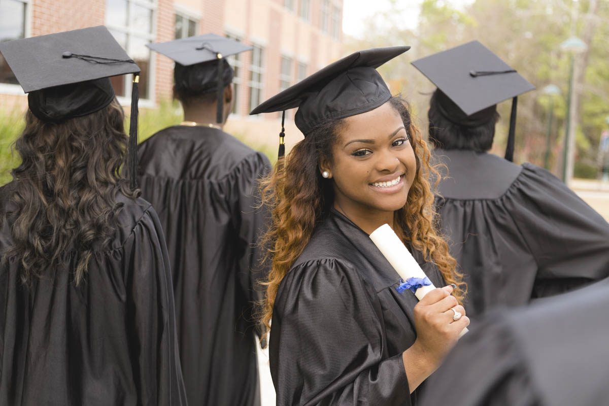 Photo of black teen graduating