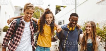 Group of teens linked together